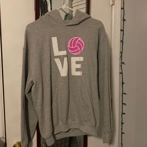 grey LOVE Volleyball hoodie